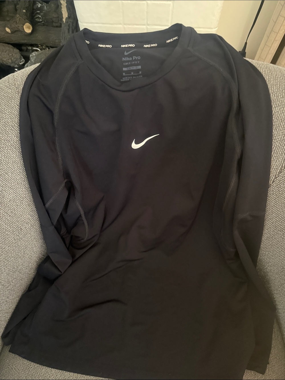 Nike Pro mens Long-Sleeve Black Dri-FIT Top